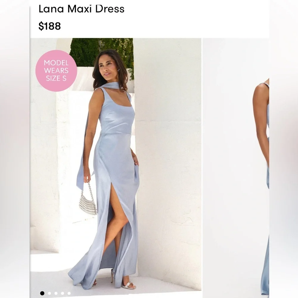 Show Me Your MuMu Light Blue Satin Maxi Dress